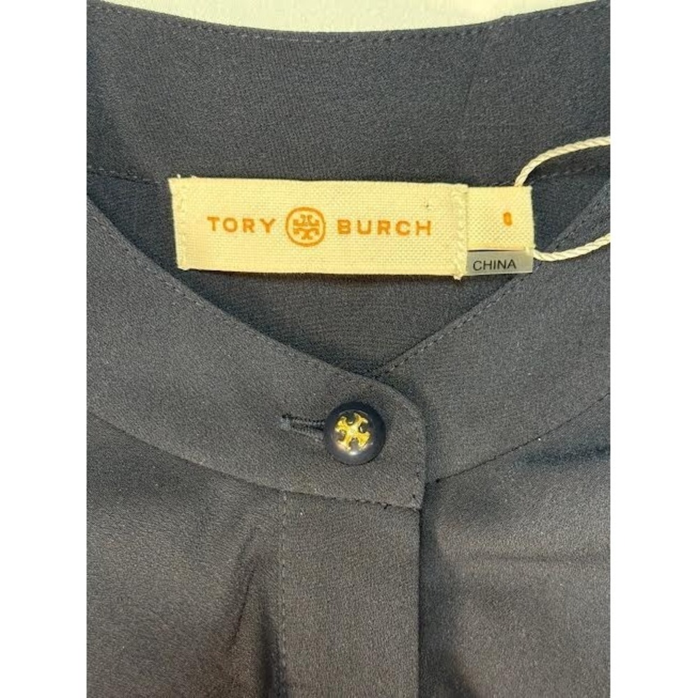 Tory Burch Women's Jane Dress Navy Blue 0 Long Sleeves Ruffled Shirtdress $425 - Picture 5 of 11